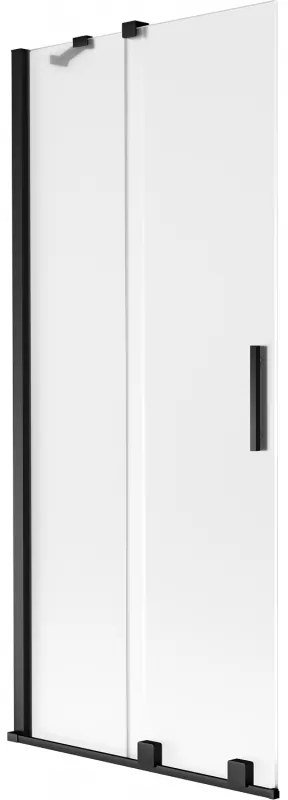 Mexen Velar, 2 szárnyas eltolható kádparaván 85 x 150 cm, 8 mm mattüveg, fekete matt, 896-085-000-31-70