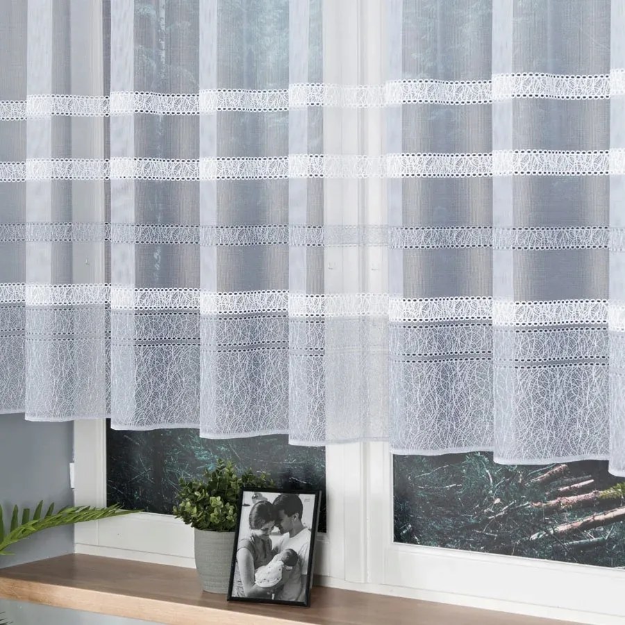 Divatos Jacquard Mintás Függöny 150cm fehér-szürke