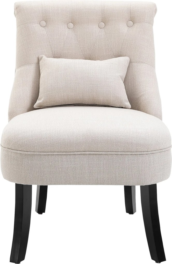 HOMCOM Vintage Stílusú Karosszék Hátpárnával, Fa Lábakkal, Pihenéshez és Olvasáshoz, Tejfehér | Aosom