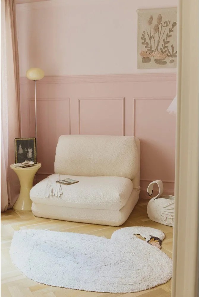 Krémszínű mosható-kézi szövésű pamut gyerek szőnyeg 100x120 cm Swan – Lorena Canals