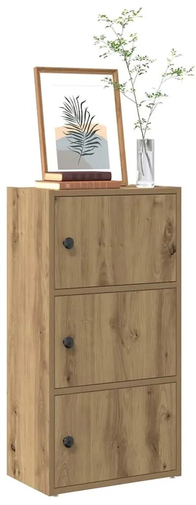 kézműves tölgy színű szerelt fa könyvespolc 40x24x77 cm