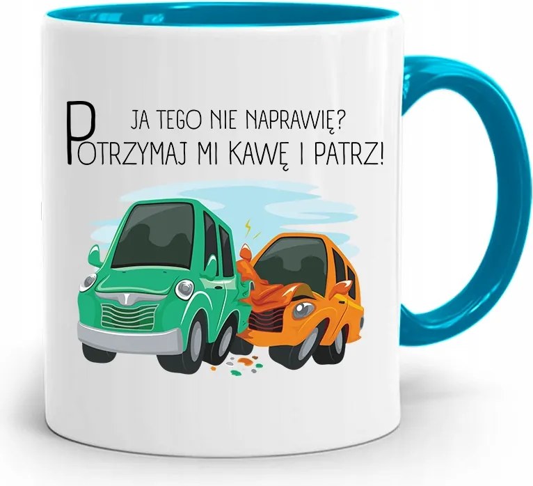 Kék Mechanika Bögre Tartsa Meg A Kávét fényképes nyomtatással