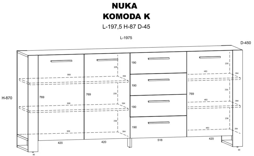 Komód Kézműves Tölgy Színben NUKA K