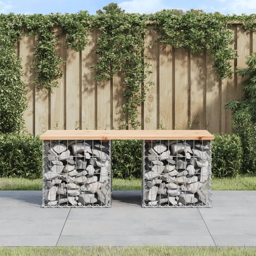 vidaXL tömör fenyőfa gabion kerti pad 103x44x42 cm