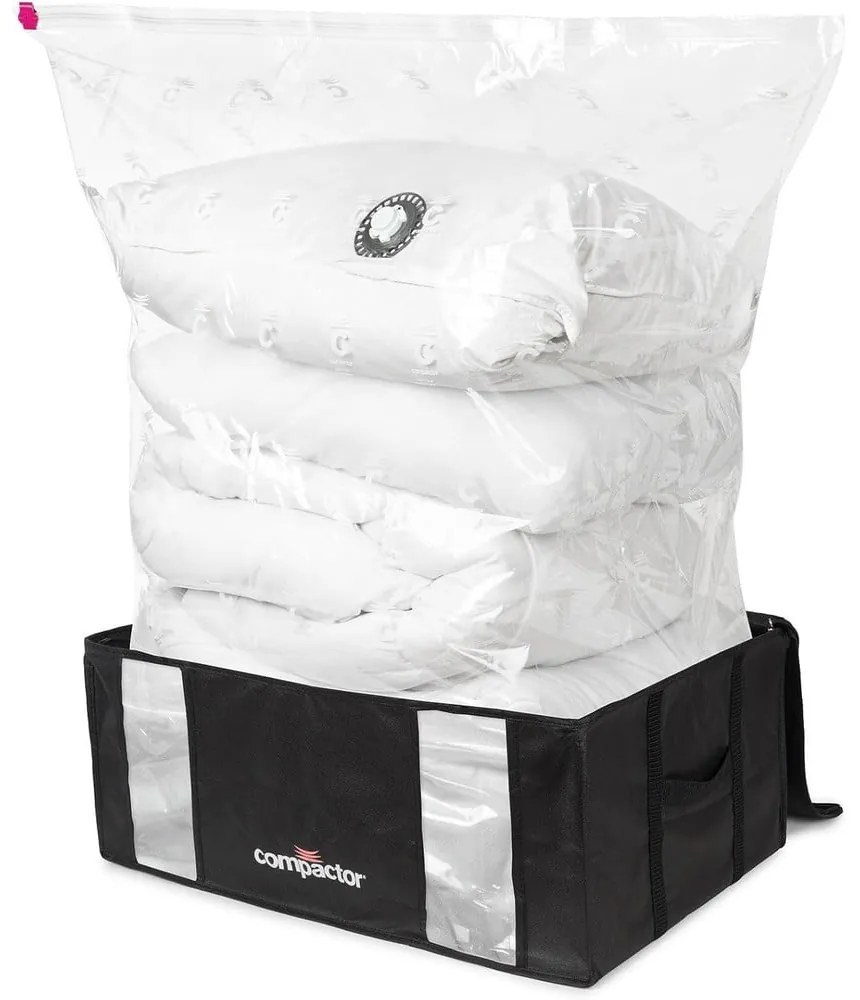 Vákuumos-megerősített textil ruhatároló doboz szett 2 db-os 65x45x27 cm Black Edition – Compactor