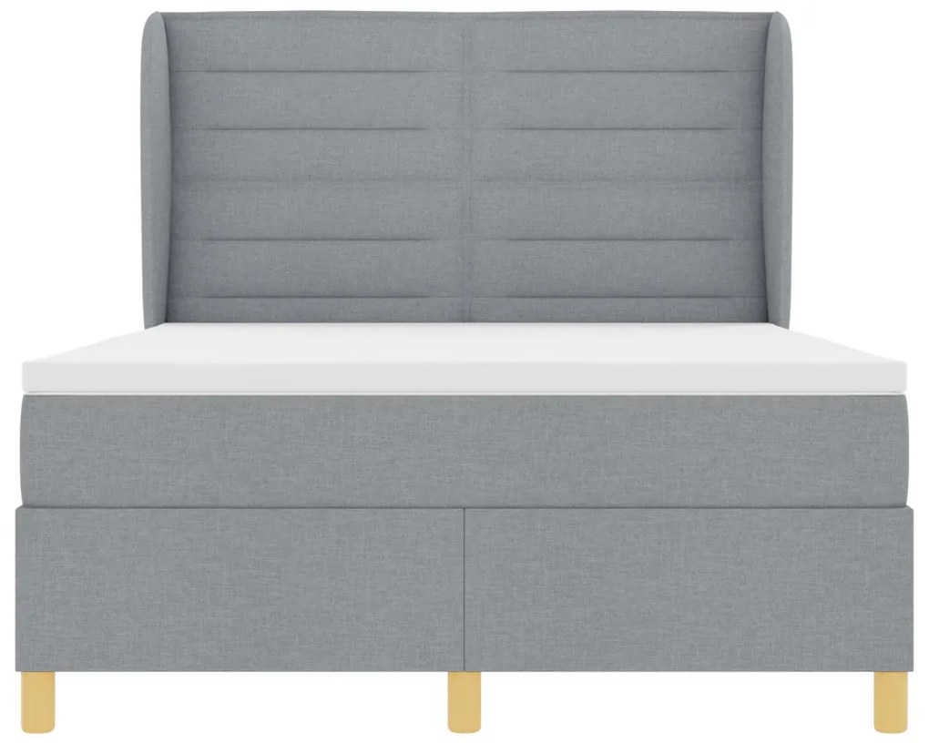 Boxspring Ágy Matracot Tartalmazó Világosszürke 140x200 cm Szövet