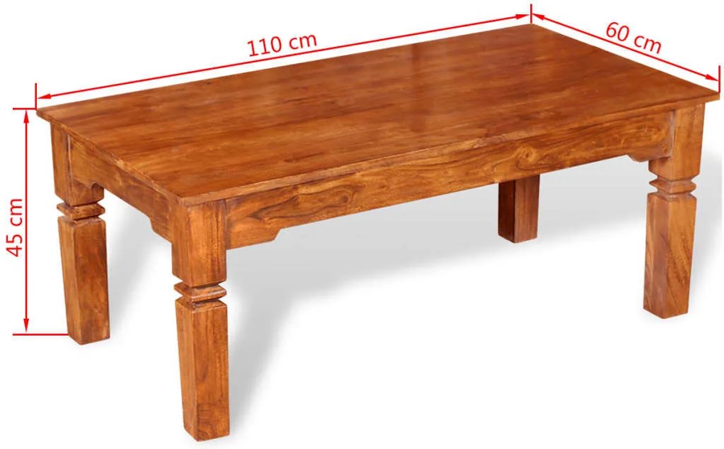 tömör fa dohányzóasztal 110 x 60 x 45 cm