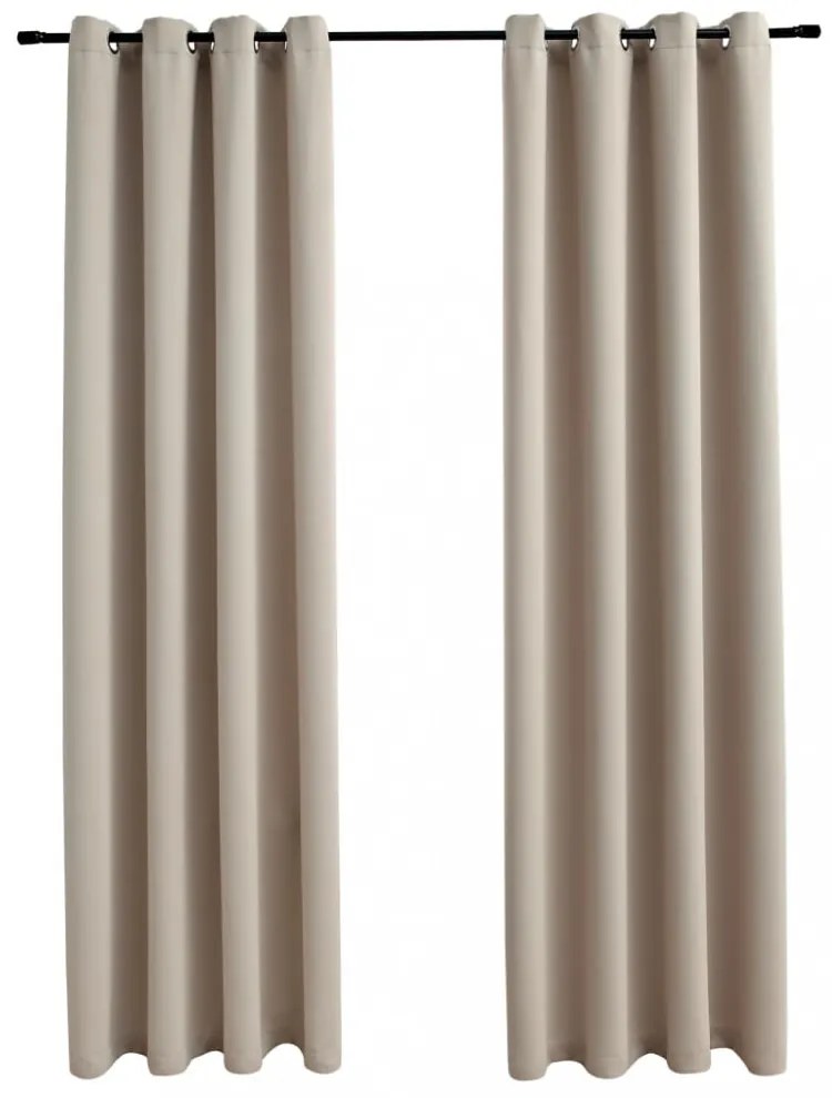 vidaXL 2 db bézs sötétítőfüggöny fémgyűrűkkel 140 x 225 cm