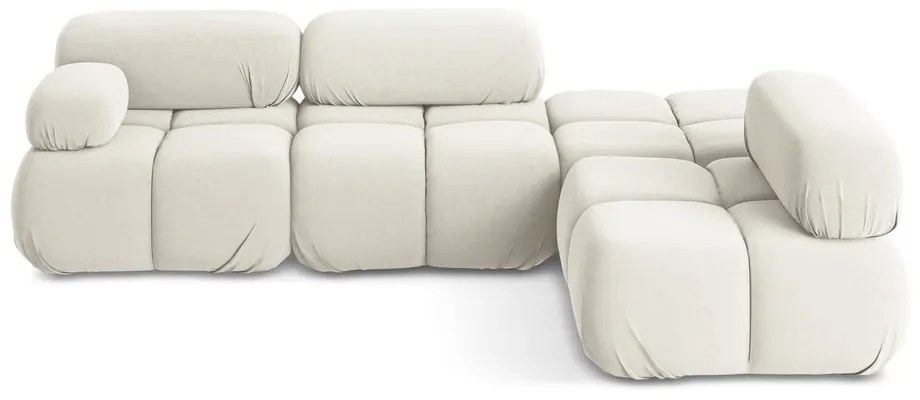 Fehér bársony moduláris sarokkanapé (jobb oldali) Lokua – Makamii