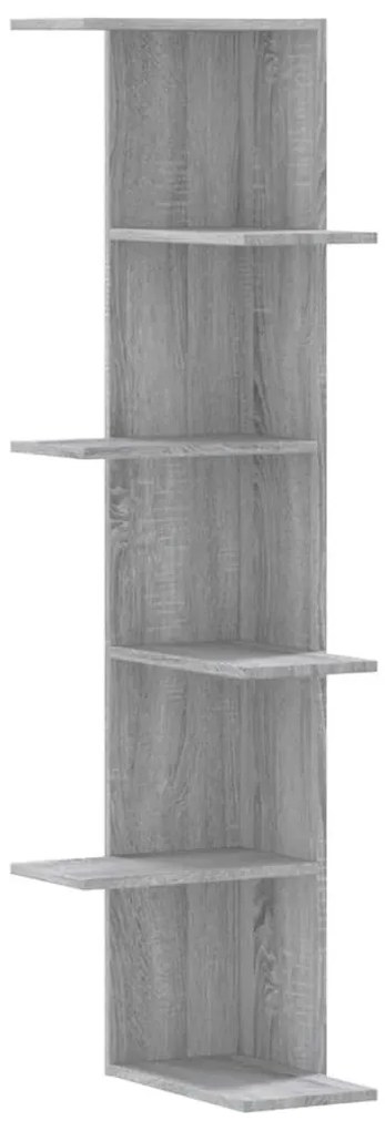 szürke sonoma szerelt fa fali sarokpolc 36,5 x 36,5 x 140 cm