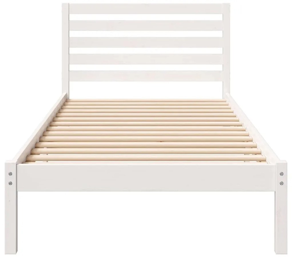 Ágykeret fejtámlával Fehér 80 x 210 cm Tömör fenyőfa