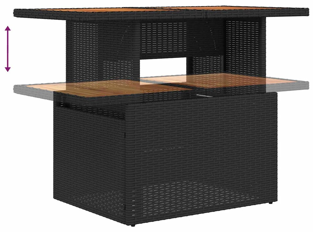 vidaXL Kert étkező szett párnával 7 pcs Fekete és Barna