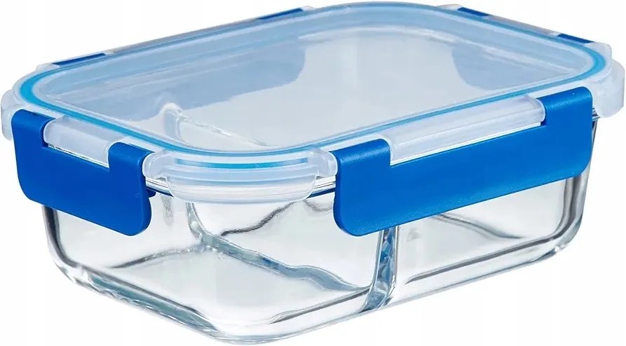 Üveg ételtároló doboz fedővel, osztott, uzsonnás doboz, reggeliző doboz 992