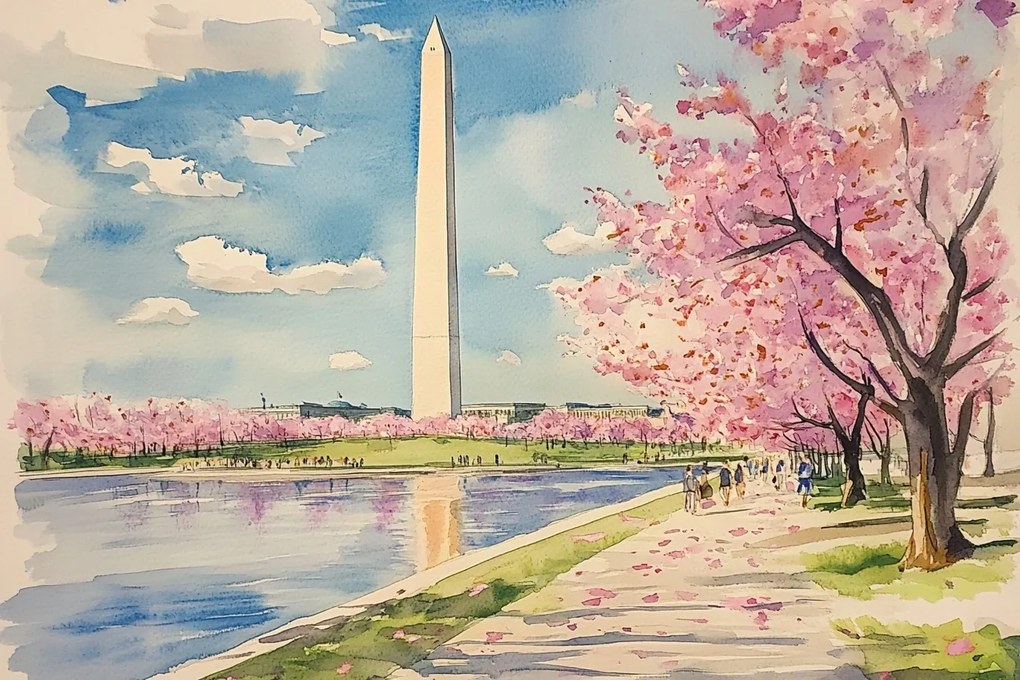 Canvas Város Washington Usa Obeliszk Emlékmű Tavasz 120x80