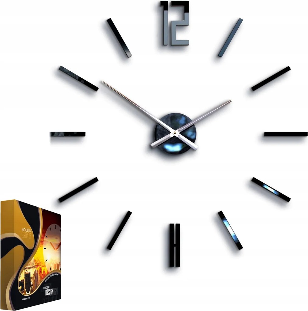 Modern stílusú falióra akril Carlo fekete tükör kerek