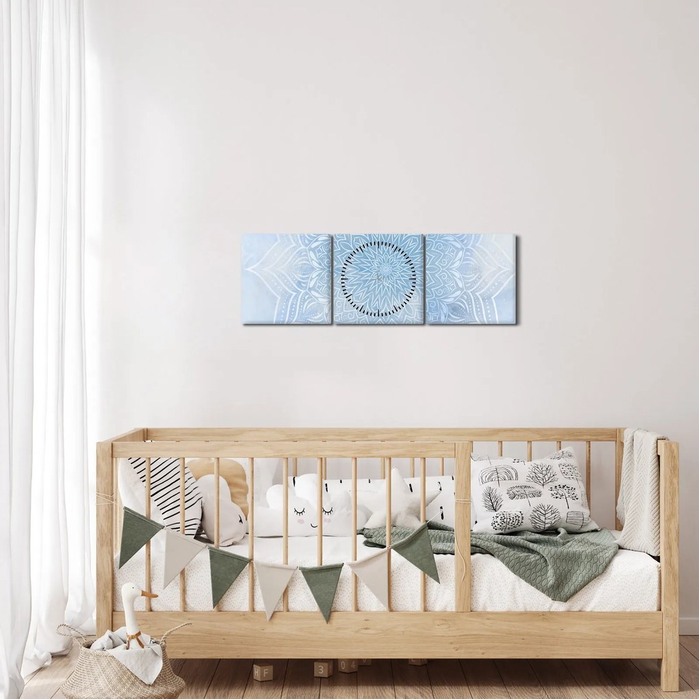Kép - Téli mandala (órával) (90x30 cm)