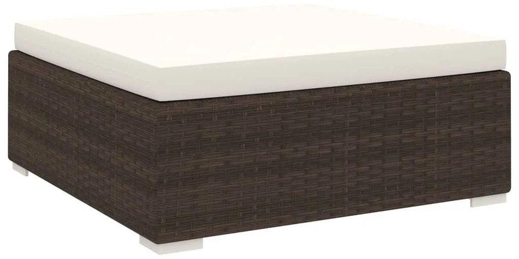 1 db barna polyrattan moduláris lábtartó párnával