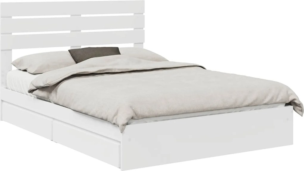 vidaXL Tárolós Ágy fejtámlával fiókkal Fehér 140 x 200 cm Faanyag