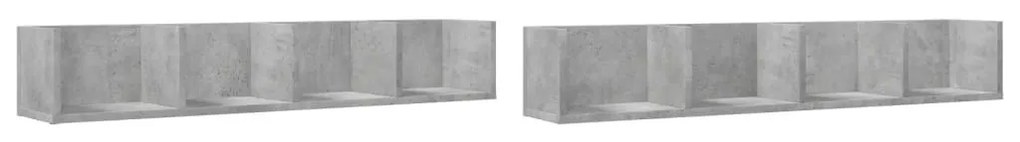 2 db betonszürke szerelt fa faliszekrény 99x18x16,5 cm