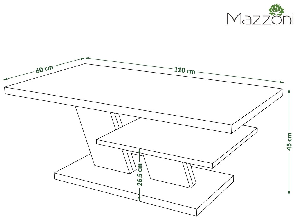 Mazzoni CLIFF MATT Artisan Tölgy/Antracit (Sötétszürke) - MODERN DOHÁNYZÓASZTAL