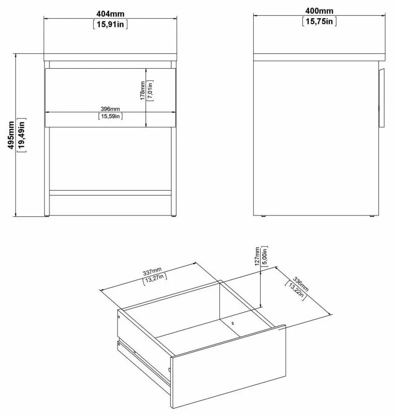 Fekete éjjeliszekrény Naia - Tvilum