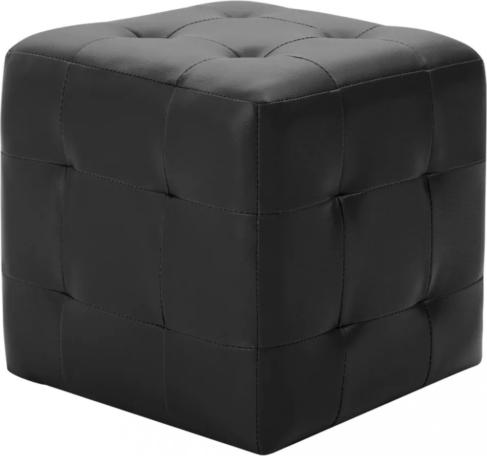 2 db fekete műbőr puff 30 x 30 x 30 cm