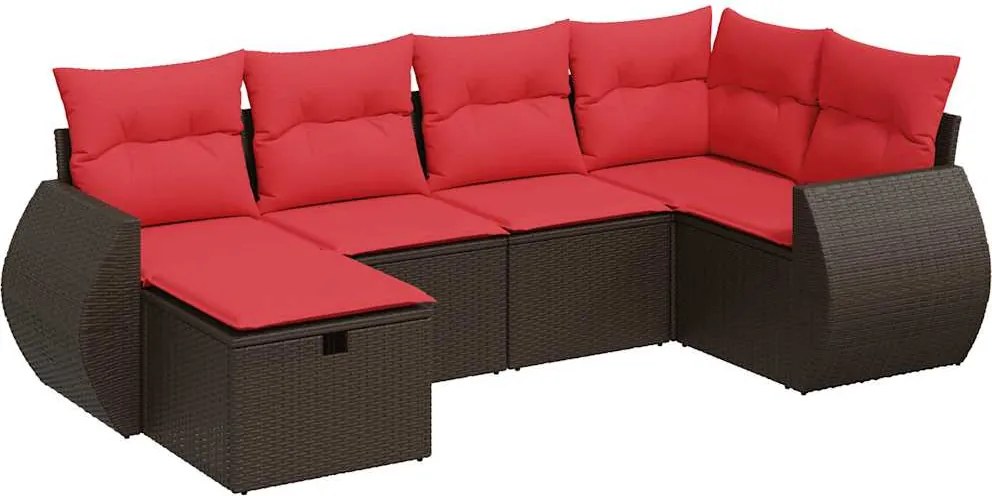 vidaXL 6 részes barna polyrattan kerti ülőgarnitúra párnával