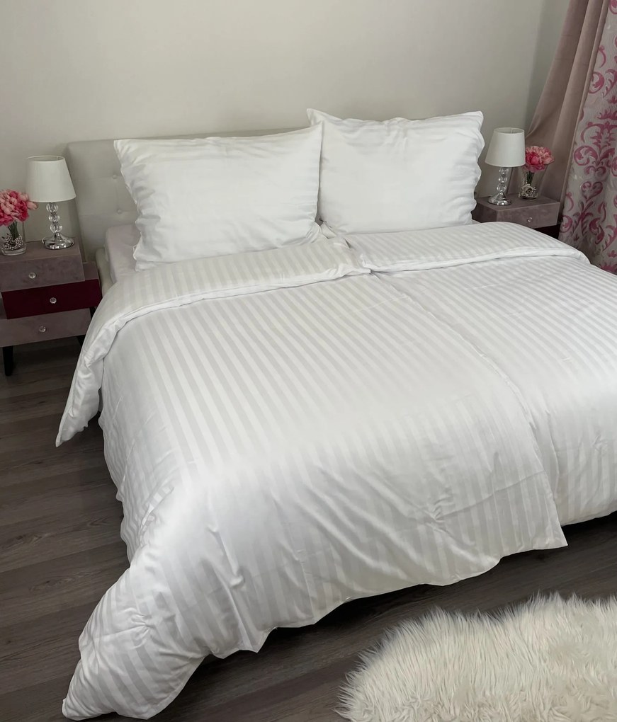 Fehér damaszt ágyneműhuzat TiaHome - 1x Párna 90x70cm, 1x Paplan 140x200cm