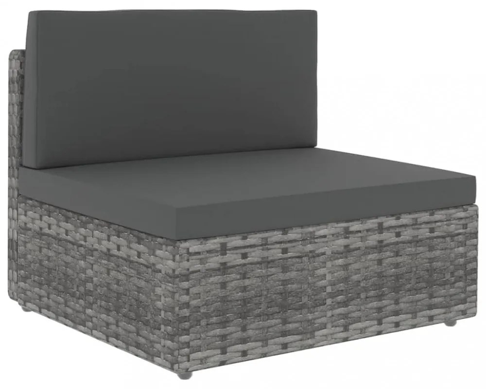 14 részes szürke polyrattan kerti ülőgarnitúra párnákkal