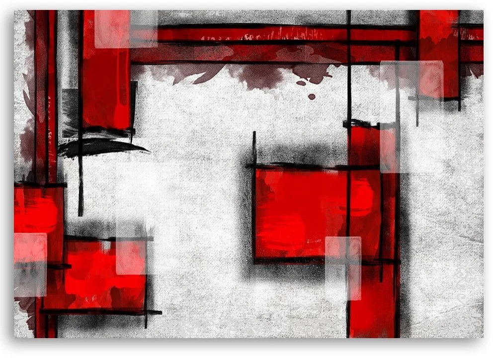 Gario Vászonkép Geometrikus absztrakció piros színben Méret: 120 x 80 cm