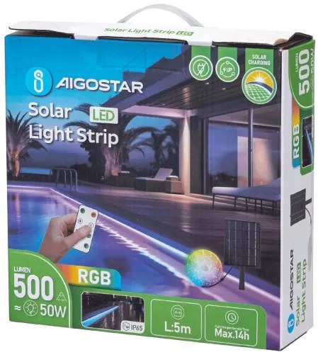 Aigostar - LED RGB Dimmelhető napelemes szalag LED/5W/3,2V 5+2m IP65 + távirányító