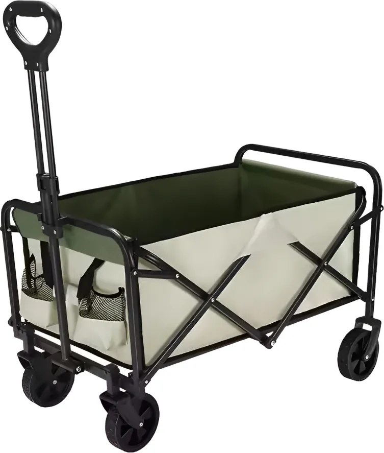 Kerti kocsi, összecsukható, bézs/zöld/fekete, KARIL