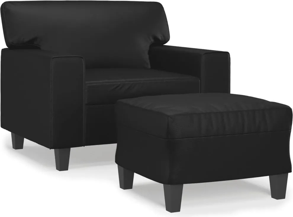 vidaXL fekete műbőr kanapéfotel lábtartóval 60 cm