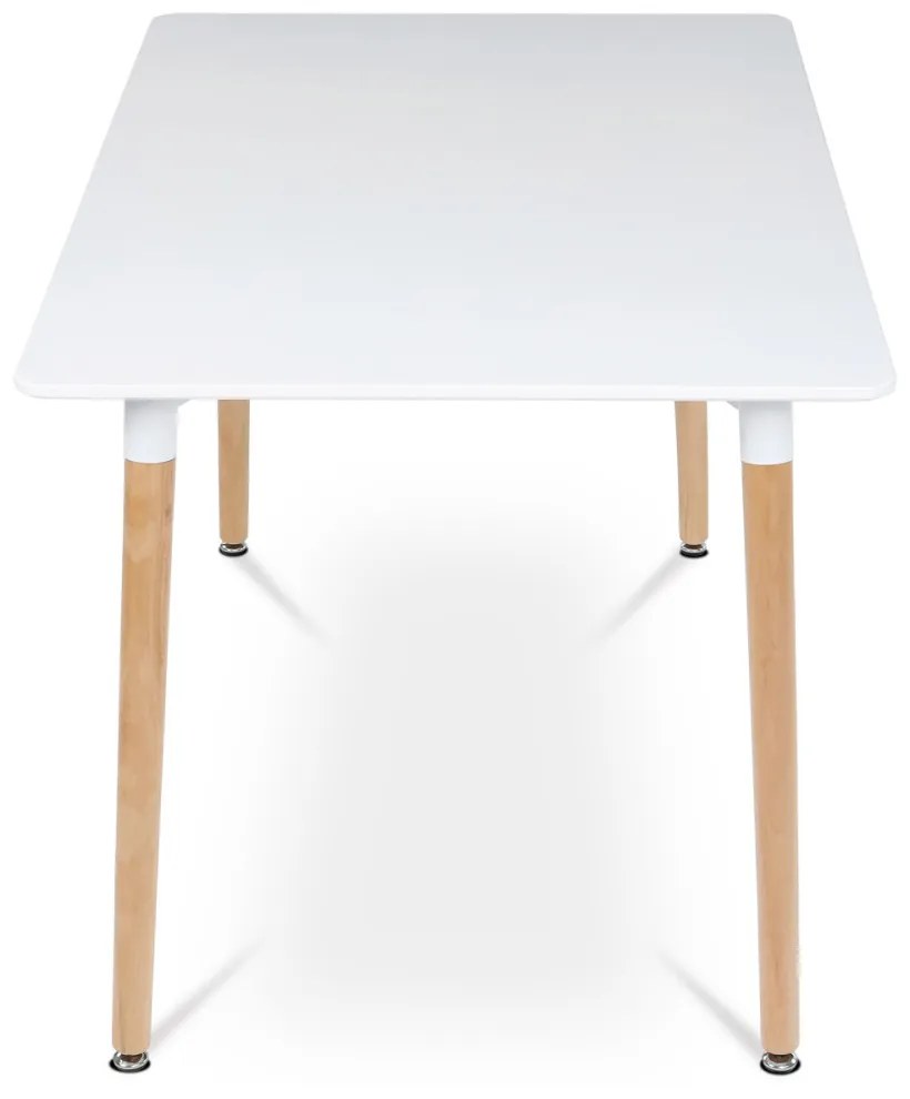 Masă De Bucătărie 120x80x74 cm, MDF / cadru metalic - lac alb mat, picioare din lemn