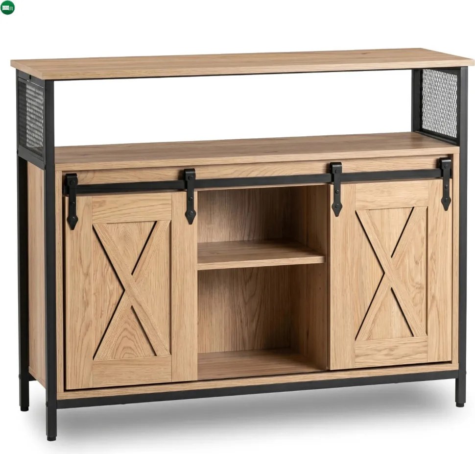 Komoda ARLO 100 cm z Półkami Dąb/Czarny