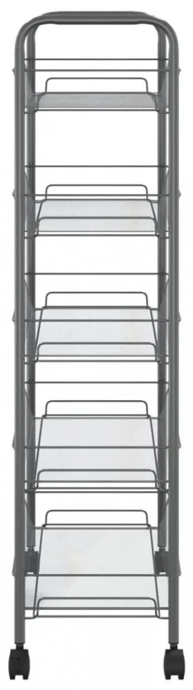 5 szintes szürke vas konyhai kerekes kocsi 46 x 26 x 105 cm