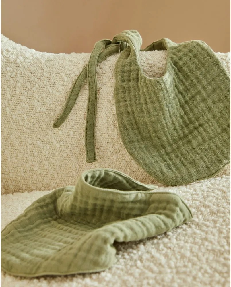 Zöld muszlin előke szett 2 db-os Prune – Kave Home