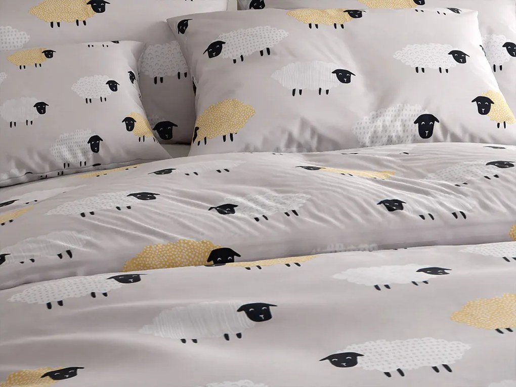 Mikroszálas ágynemű SHEEP DREAM szürke Ágyneműhuzat mérete: 2 db 70 x 90 cm | 200 x 220 cm