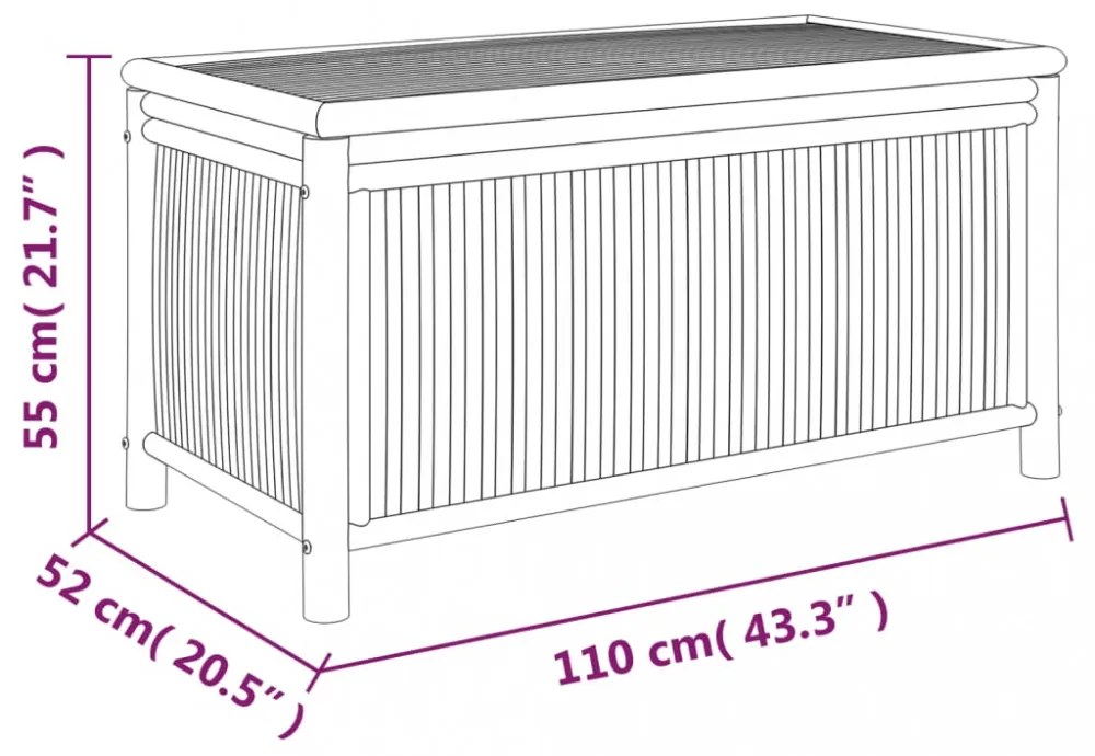 bambusz kerti tárolóláda 110 x 52 x 55 cm