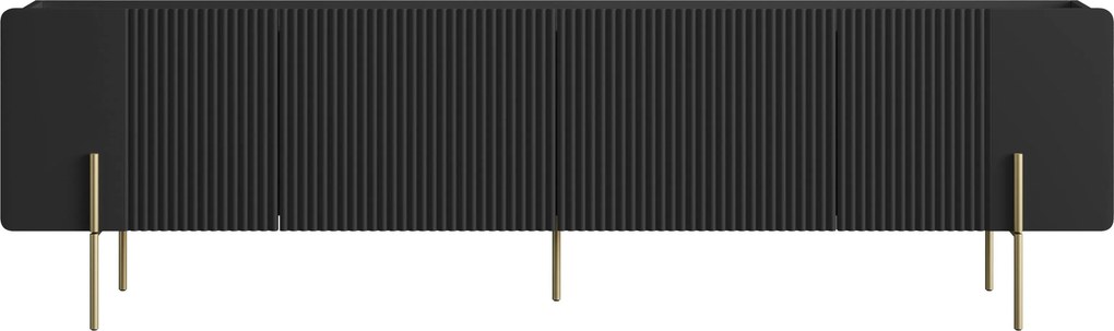 Malmi TV szekrény 200 cm - fekete matt / arany lábak