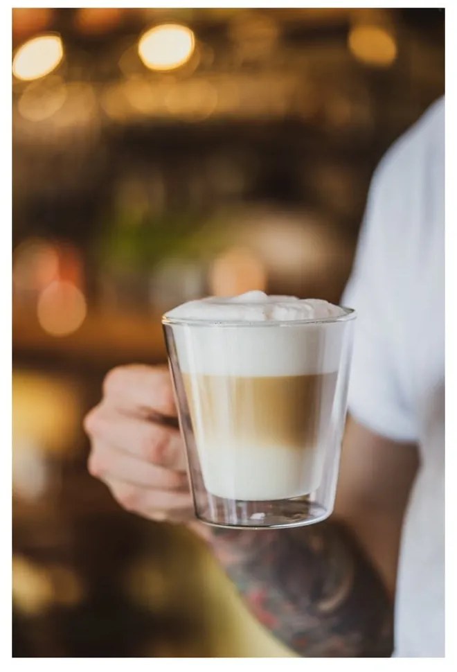Üveg bögre szett 2 db-os cappucinóhoz-duplafalú 350 ml – Vialli Design