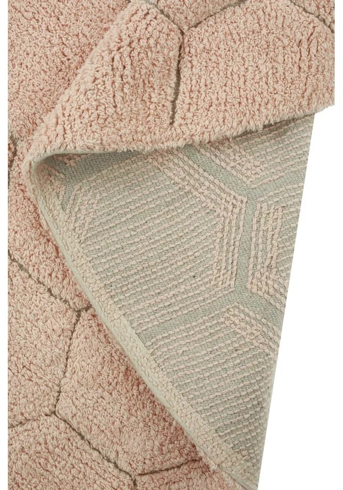 Világos rózsaszín mosható kézi szövésű pamut kerek szőnyeg ø 140 cm Honeycomb Rose – Lorena Canals