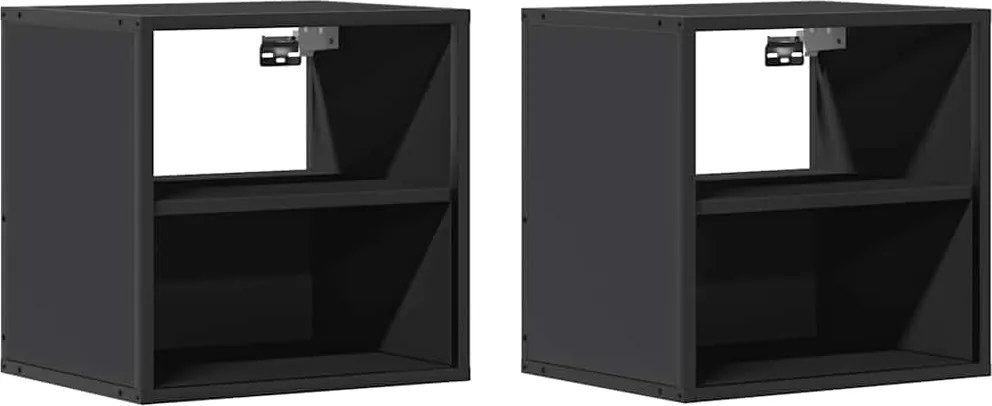 vidaXL 2 db fekete falra szerelhető éjjeliszekrény 40 x 31 x 39,5 cm