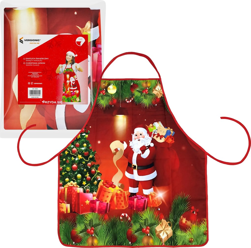 Mikulás karácsonyi kötény Vergionic konyhai karácsonyi ajándék