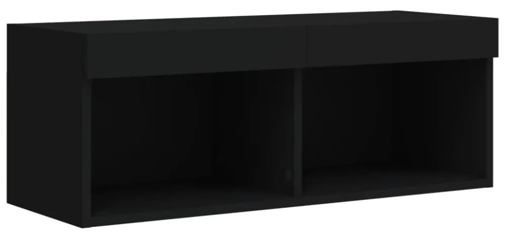 fekete TV-szekrény LED-világítással 80 x 30 x 30 cm