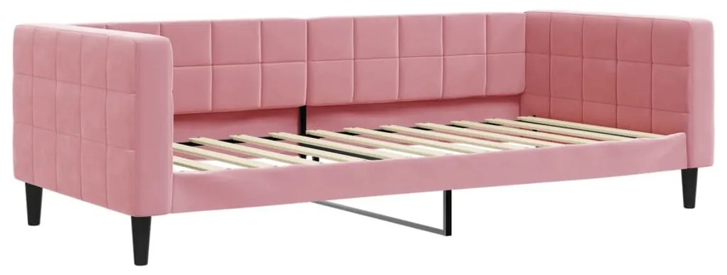 rózsaszín kihúzható bársony heverő 90 x 200 cm