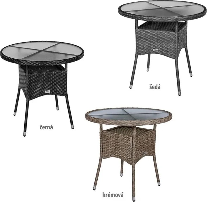 STILISTA Kerti asztal  80 x 80 x 75 cm polyrattan krém