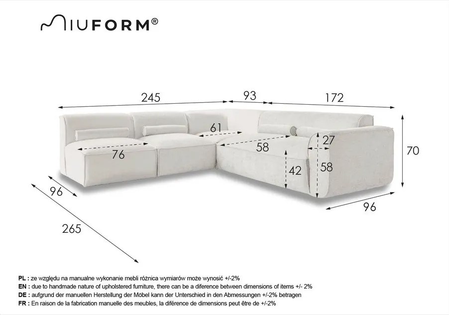 Krémszínű sarokkanapé (bal oldali) Flex Felix – Miuform