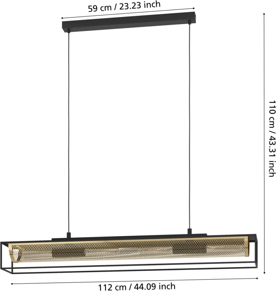 EGLO 43788 NOHALES Modern Led Függesztett Lámpa Fekete, Sárgaréz E27 IP20
