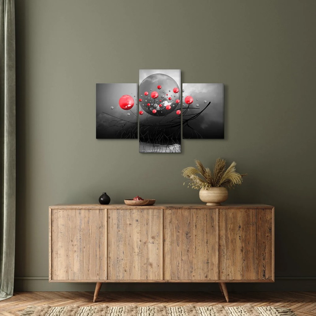 Piros absztrakt gömbök képe (90x60 cm)